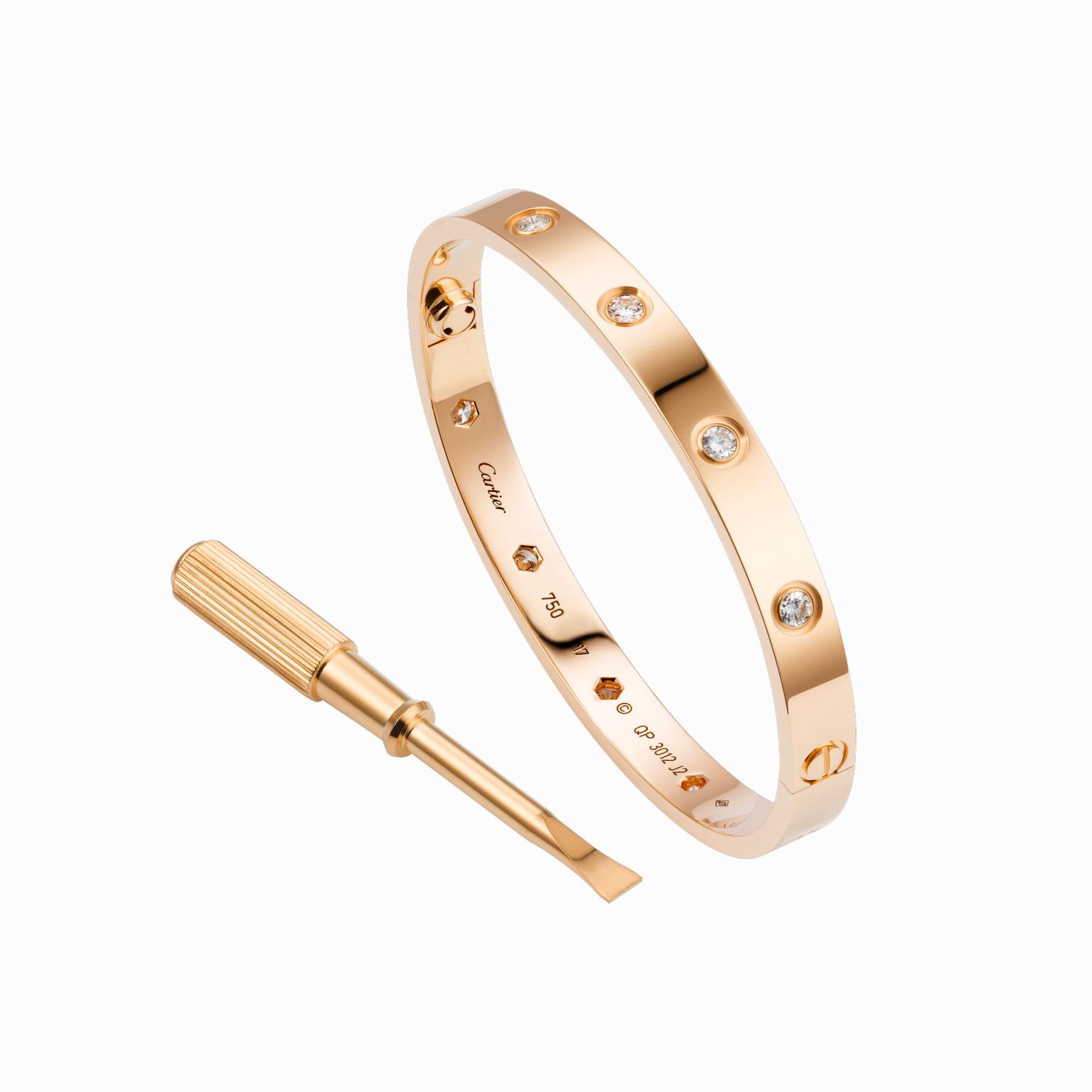 Love bracelet in pink gold with diamonds, Cartier