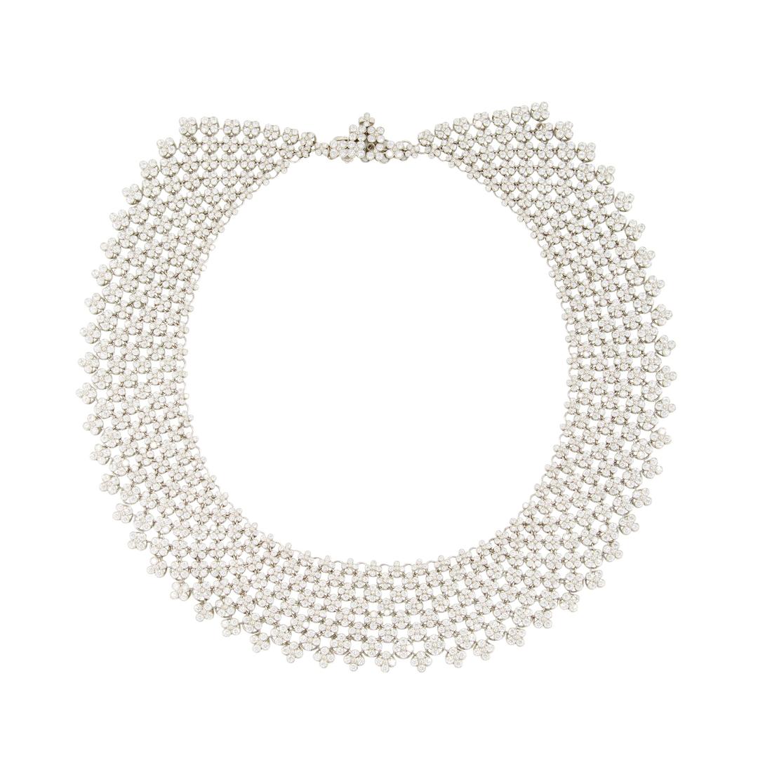 Tiffany diamond and platinum flexible mesh bib necklace | Simon Teakle ...