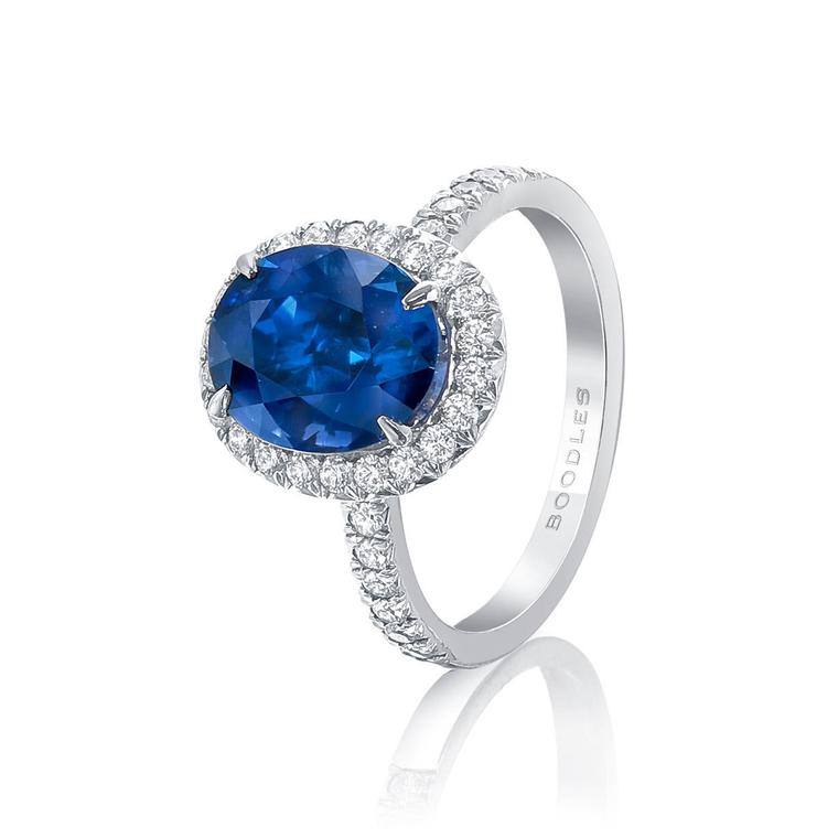 Marguerite 1735 platinum, diamond and sapphire engagement ring ...