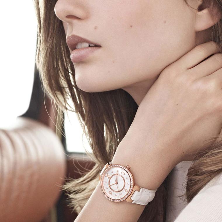 Louis Vuitton Tambour Blossom 35 Rose Gold Diamond Watch