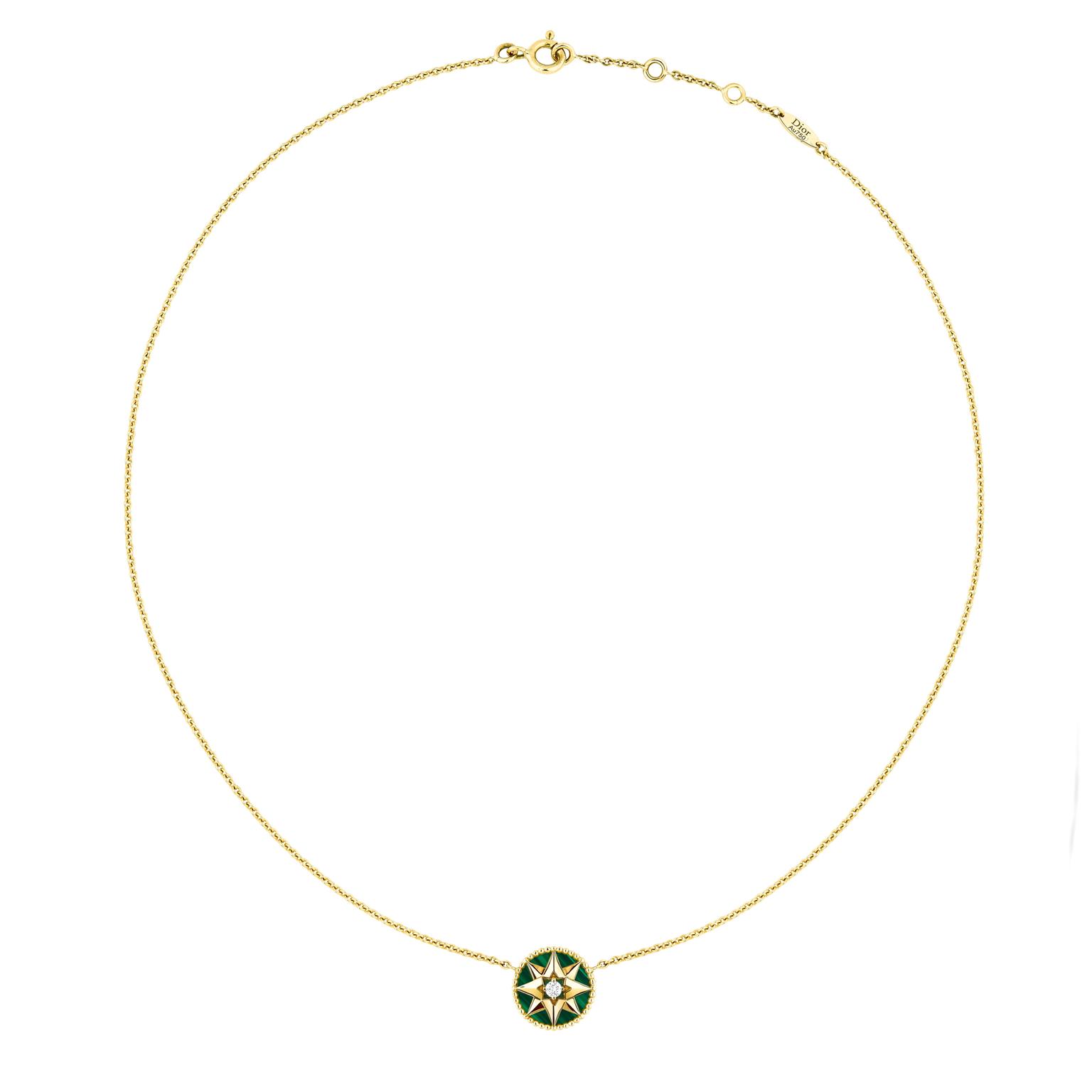 Rose Des Vents Necklace Yellow Gold, Diamond and Malachite