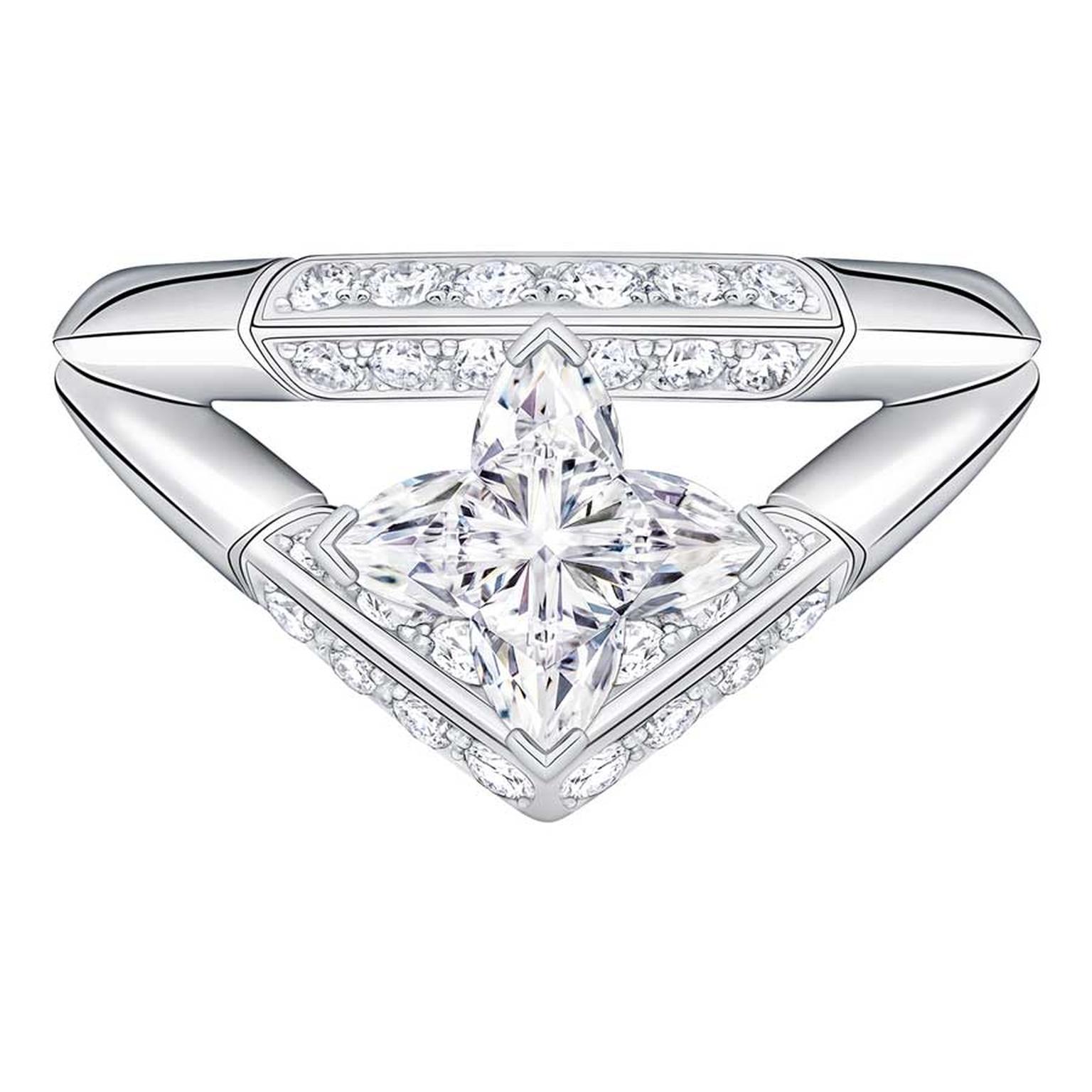 Louis Vuitton Monogram Star diamond double ring with diamond pave