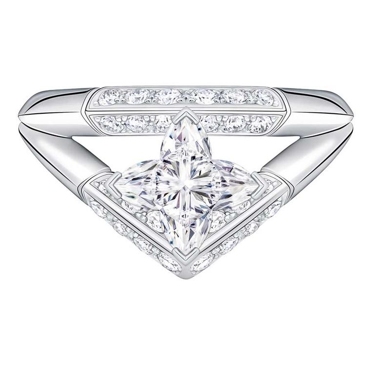 Louis Vuitton Monogram Star diamond double ring with diamond pave