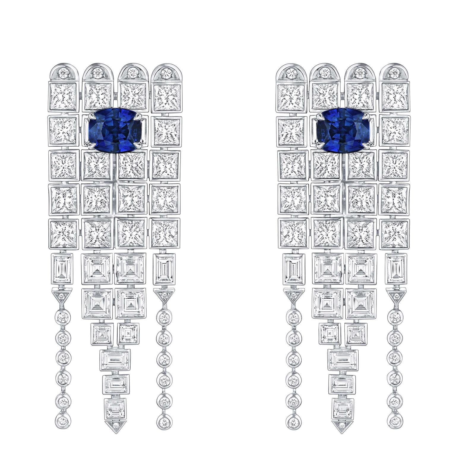 Louis Vuitton Riders of the Knights Le Royaume diamond and sapphire earrings, Louis Vuitton