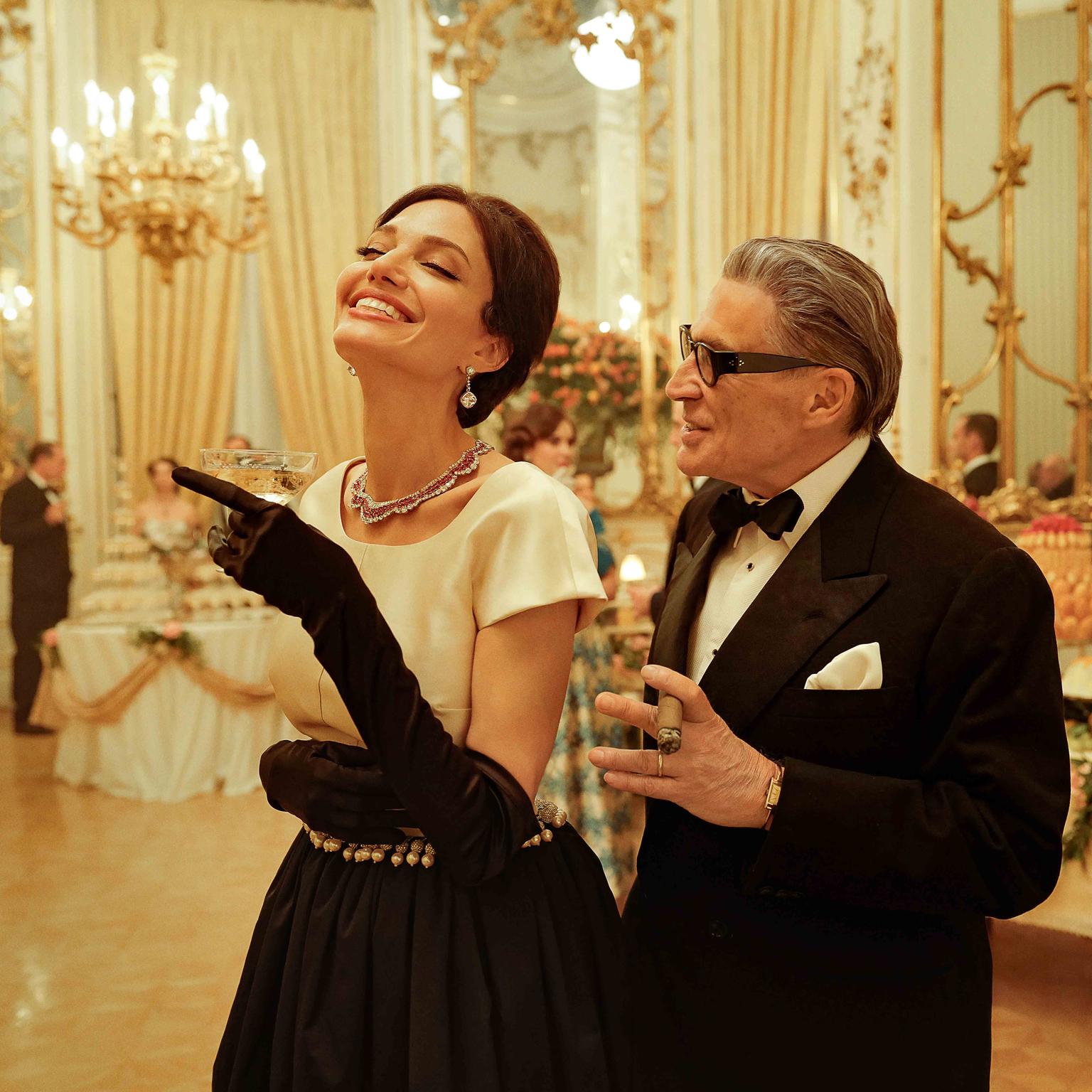 3. Angelina Jolie Callas with replica ruby and diamond wave necklace by Harry Winston