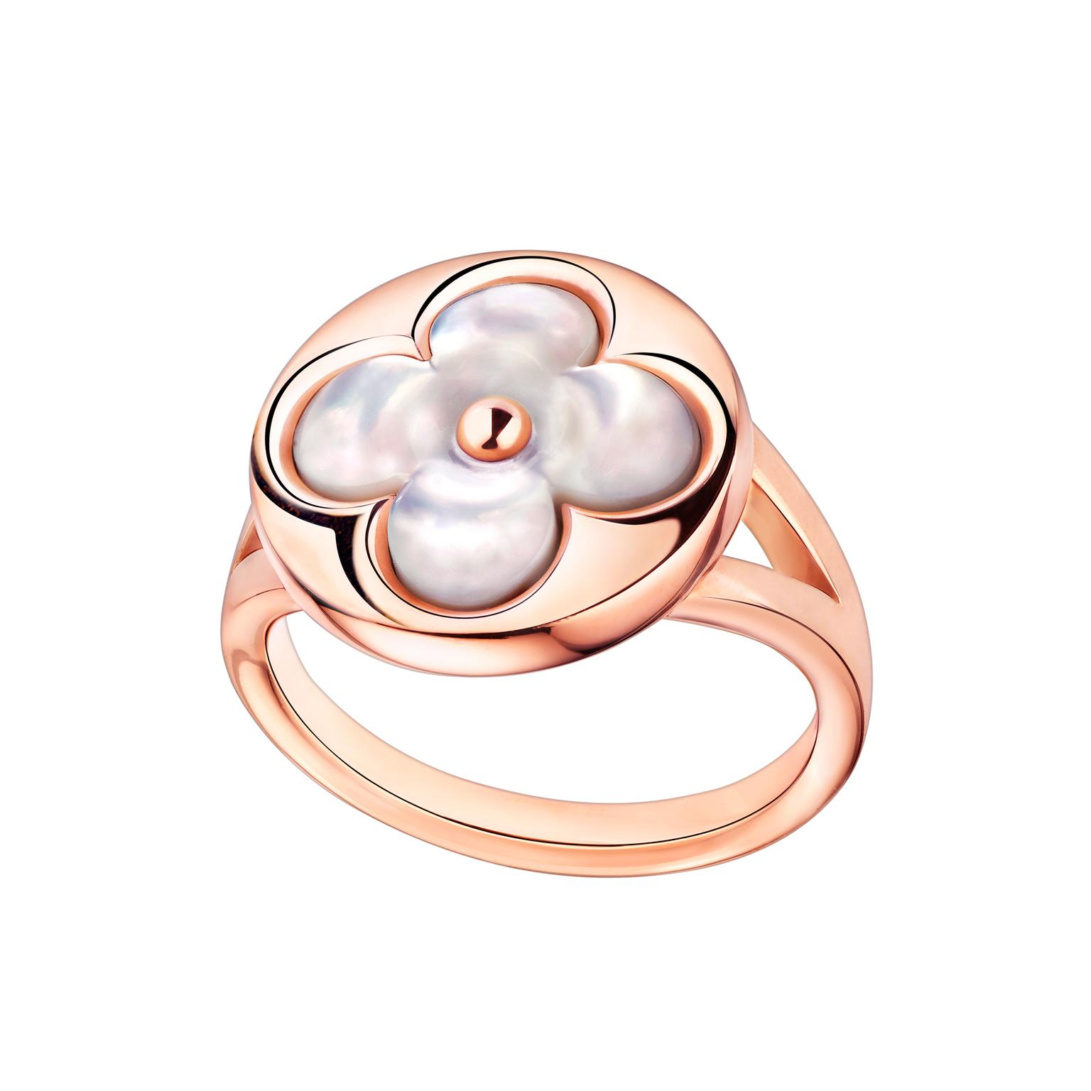Louis Vuitton Blossom Open Ring, Pink Gold and Diamonds. Size 47
