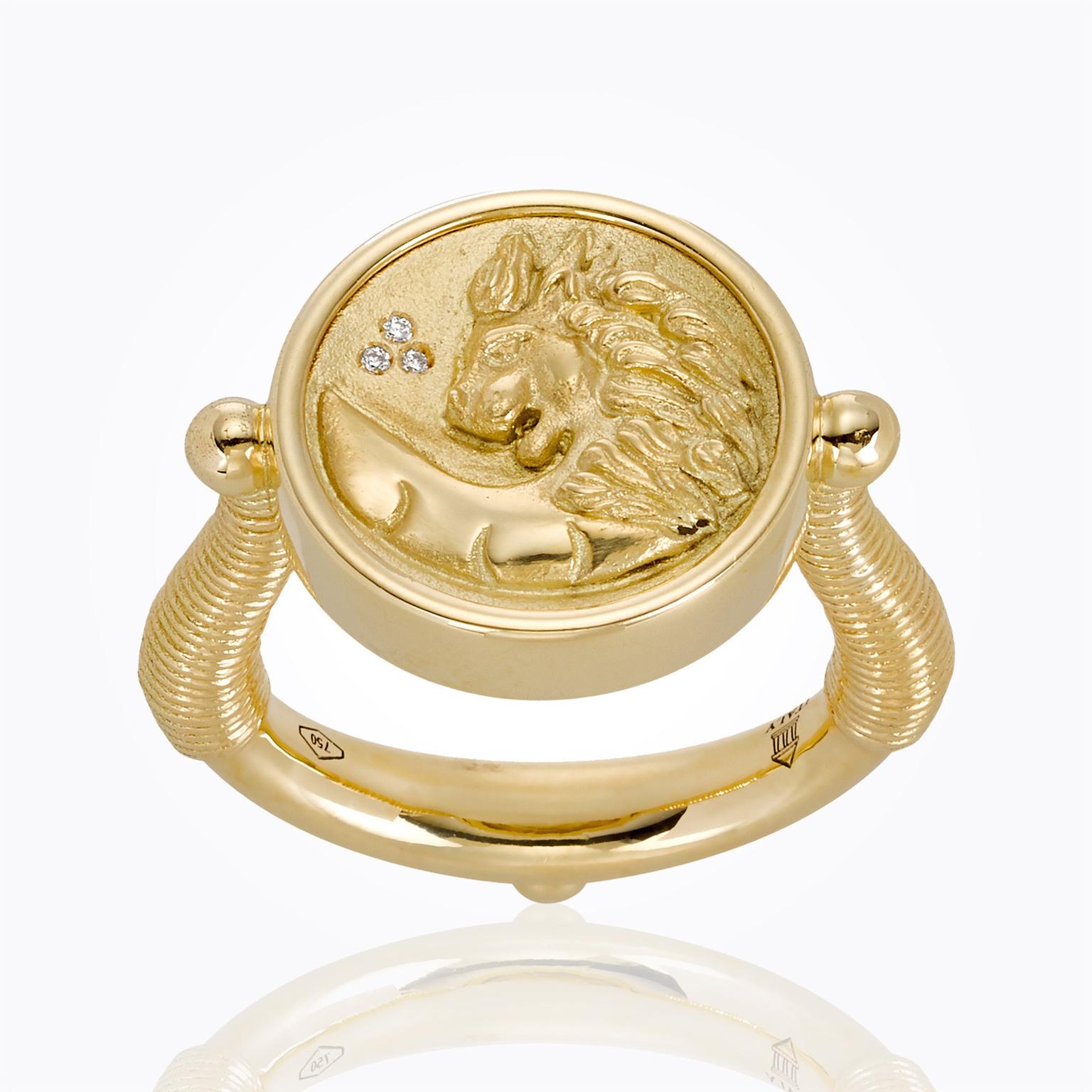 STORROW Leo Lion 14-karat gold diamond signet ring | NET-A-PORTER