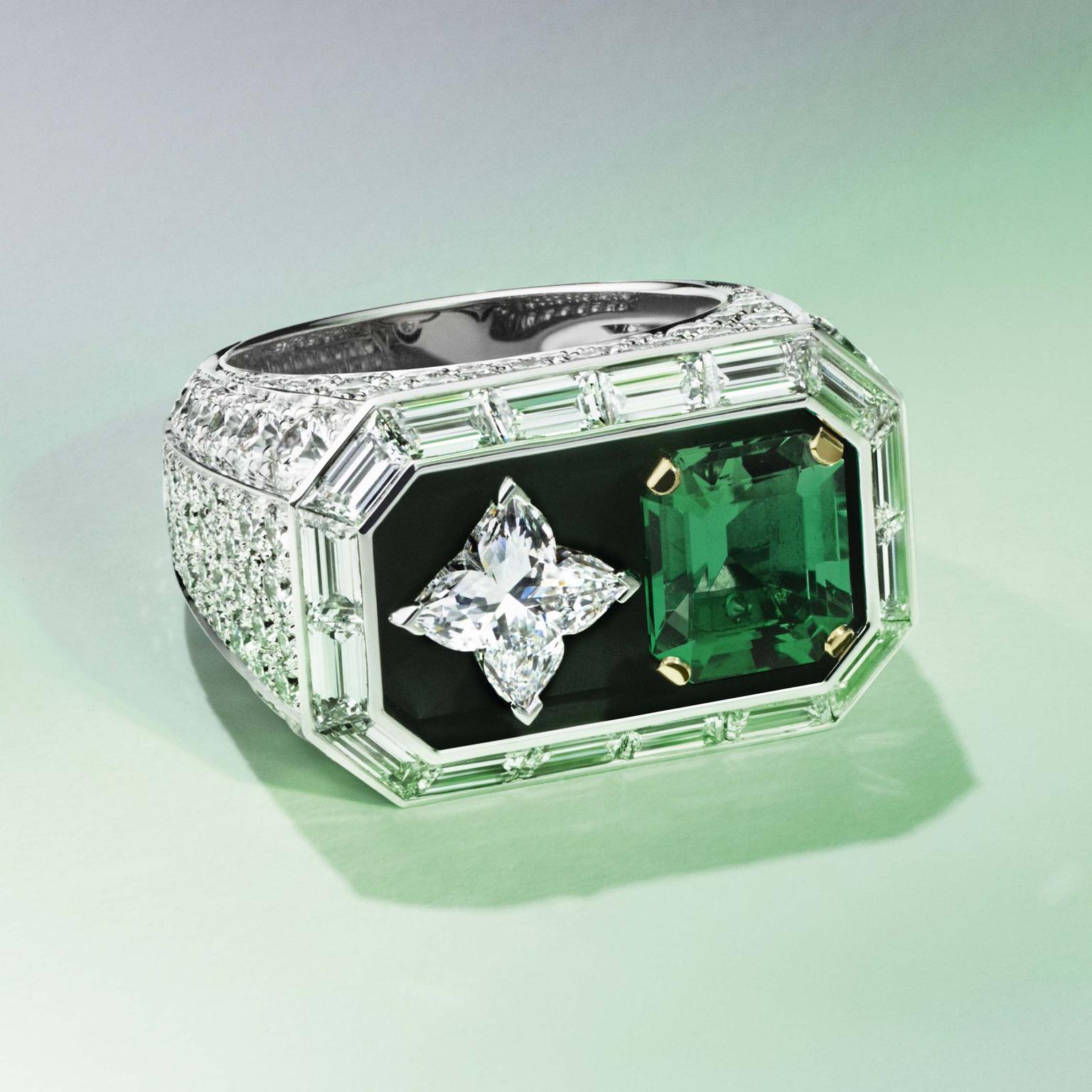 Louis Vuitton Riders of the Knights Le Royaume diamond and emerald ring, Louis  Vuitton