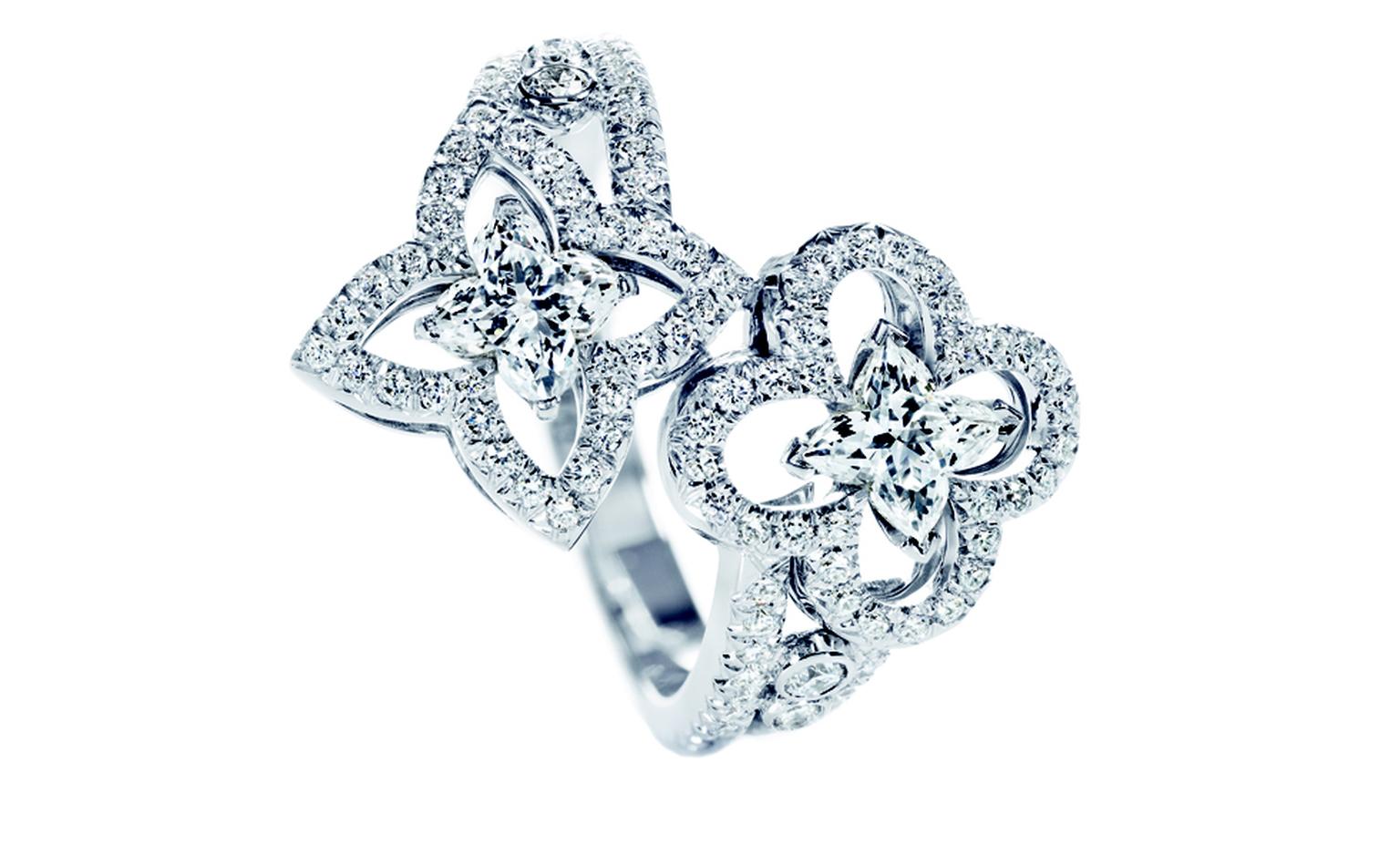 LOUIS VUITTON LES ARDENTES FLOWER RING 50 WHITE GOLD 18K AND DIAMONDS RING  Silvery ref.685193 - Joli Closet