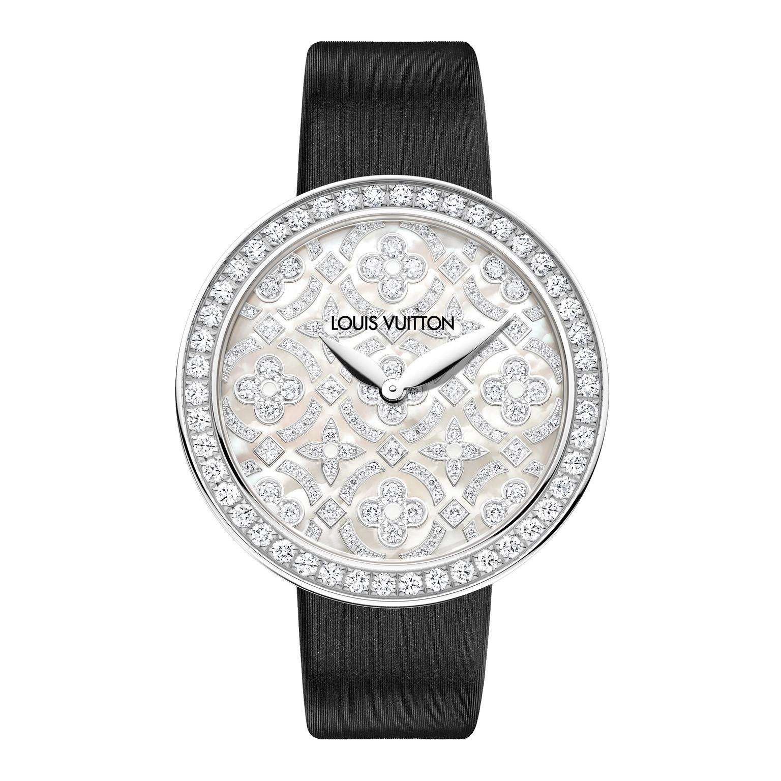 Louis VUITTON Dentelle de Monogram watch with a Diamond-set dial and bezel  and an all-Diamond 'rivière' bracel…