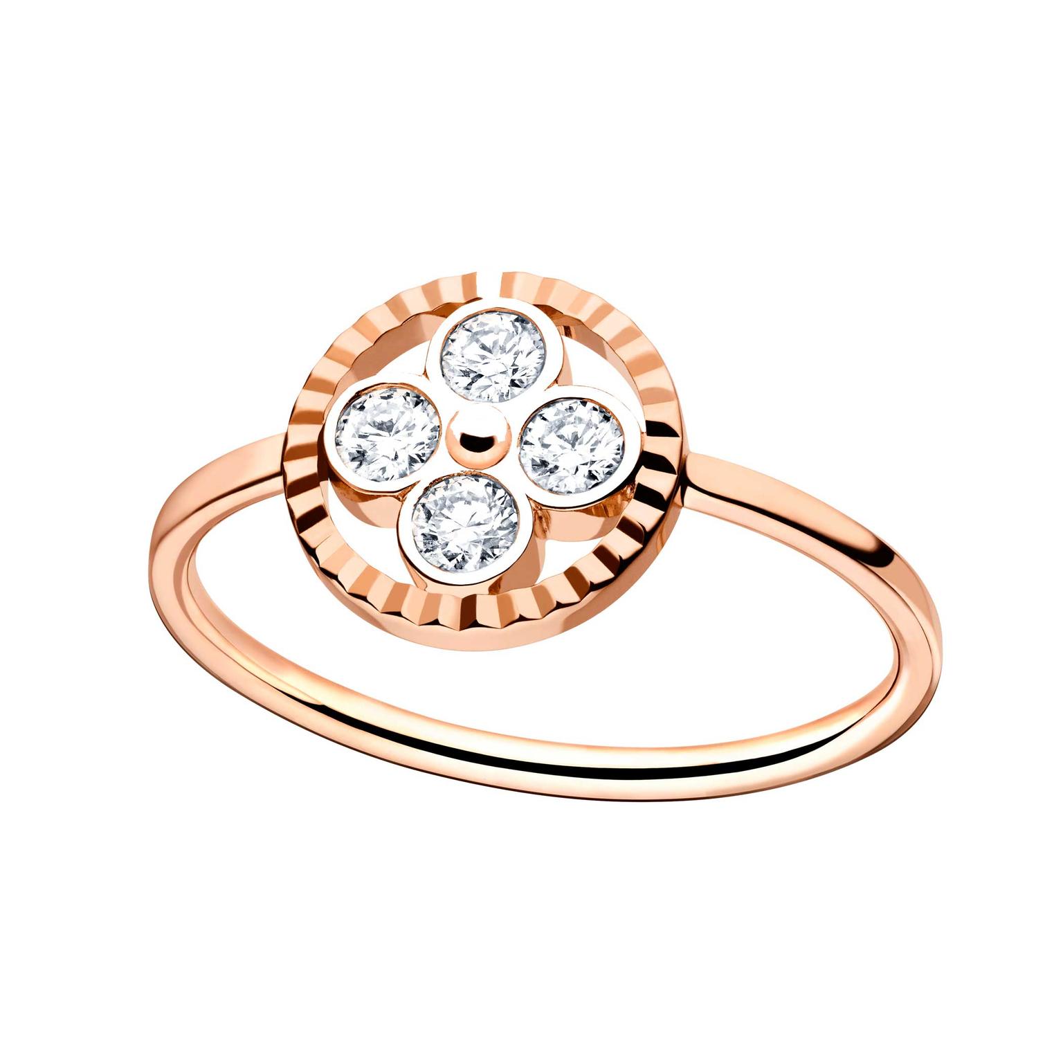 Shop Louis Vuitton Star Blossom Ring In Pink Gold And Diamonds by