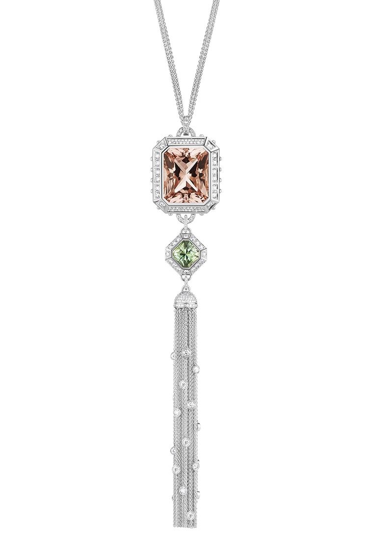 Louis Vuitton one-of-a-kind Emprise pendant necklace, set with a stunning 50-60ct morganite, mint green tourmaline and diamonds