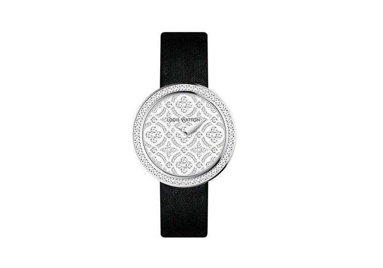 Louis Vuitton dentelle One Row Bracelet, White Gold and Diamonds Grey. Size S