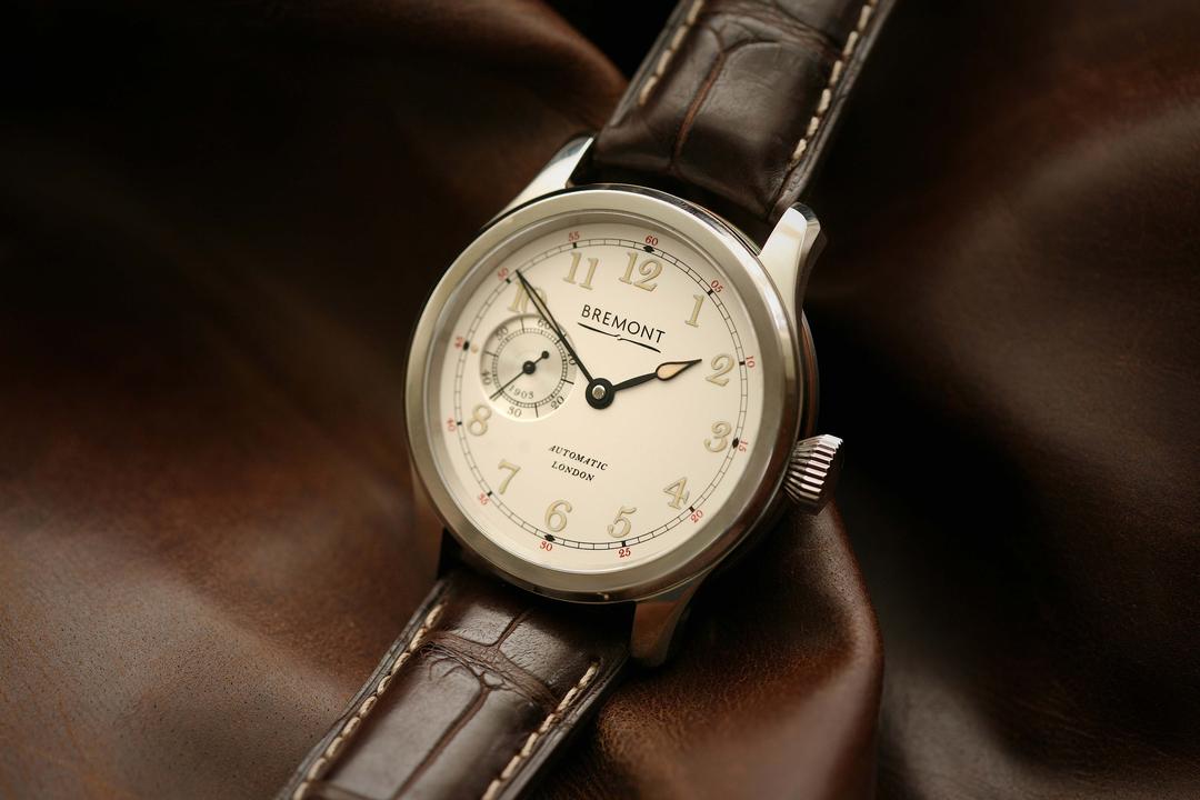 The white gold model of Bremont's new Wright Flyer watch