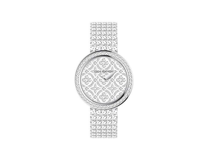 Louis Vuitton Dentelle de Monogram watch with a diamond-set dial and bezel and an all-diamond ‘rivière’ bracelet.