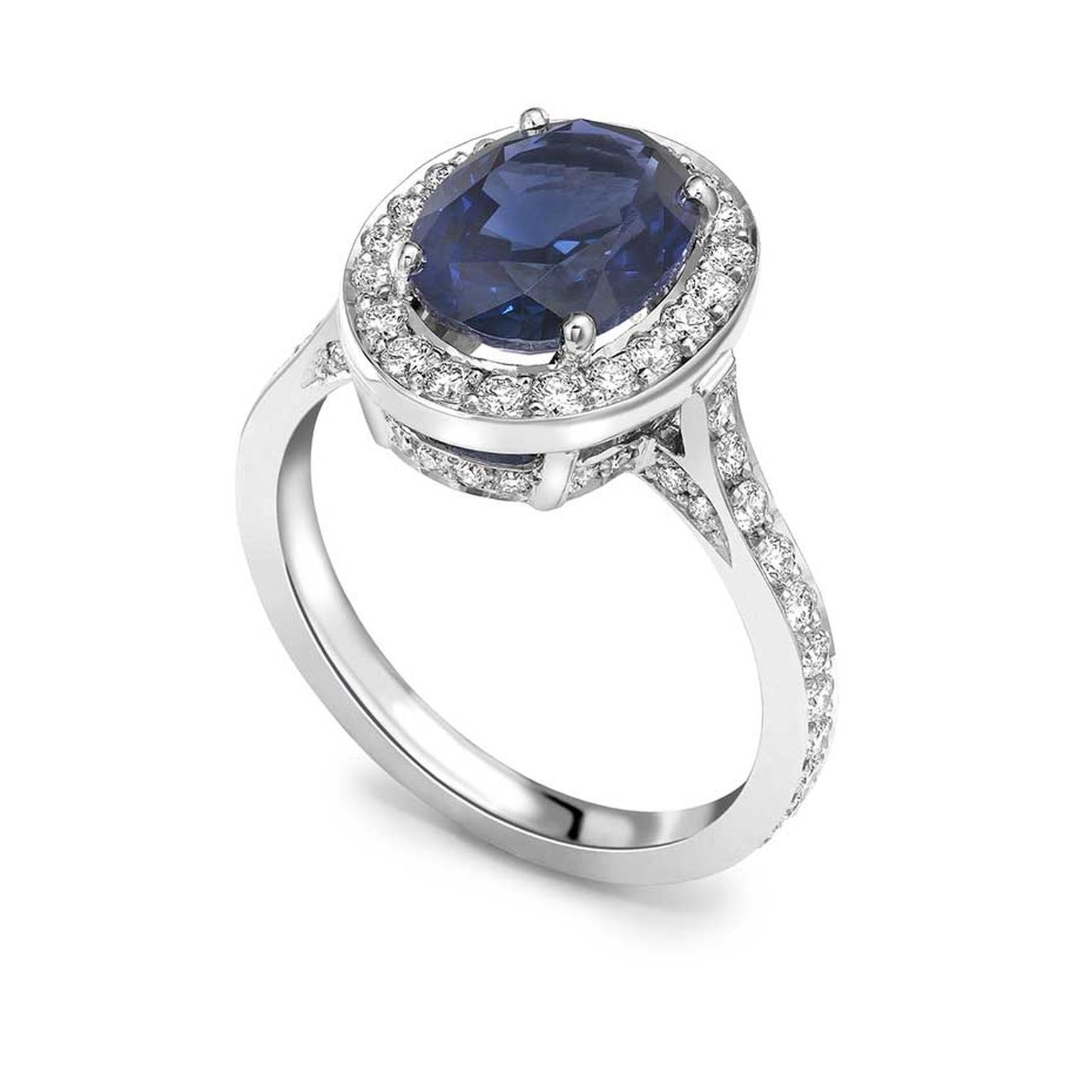 Theo Fennell sapphire engagement ring in white gold, set