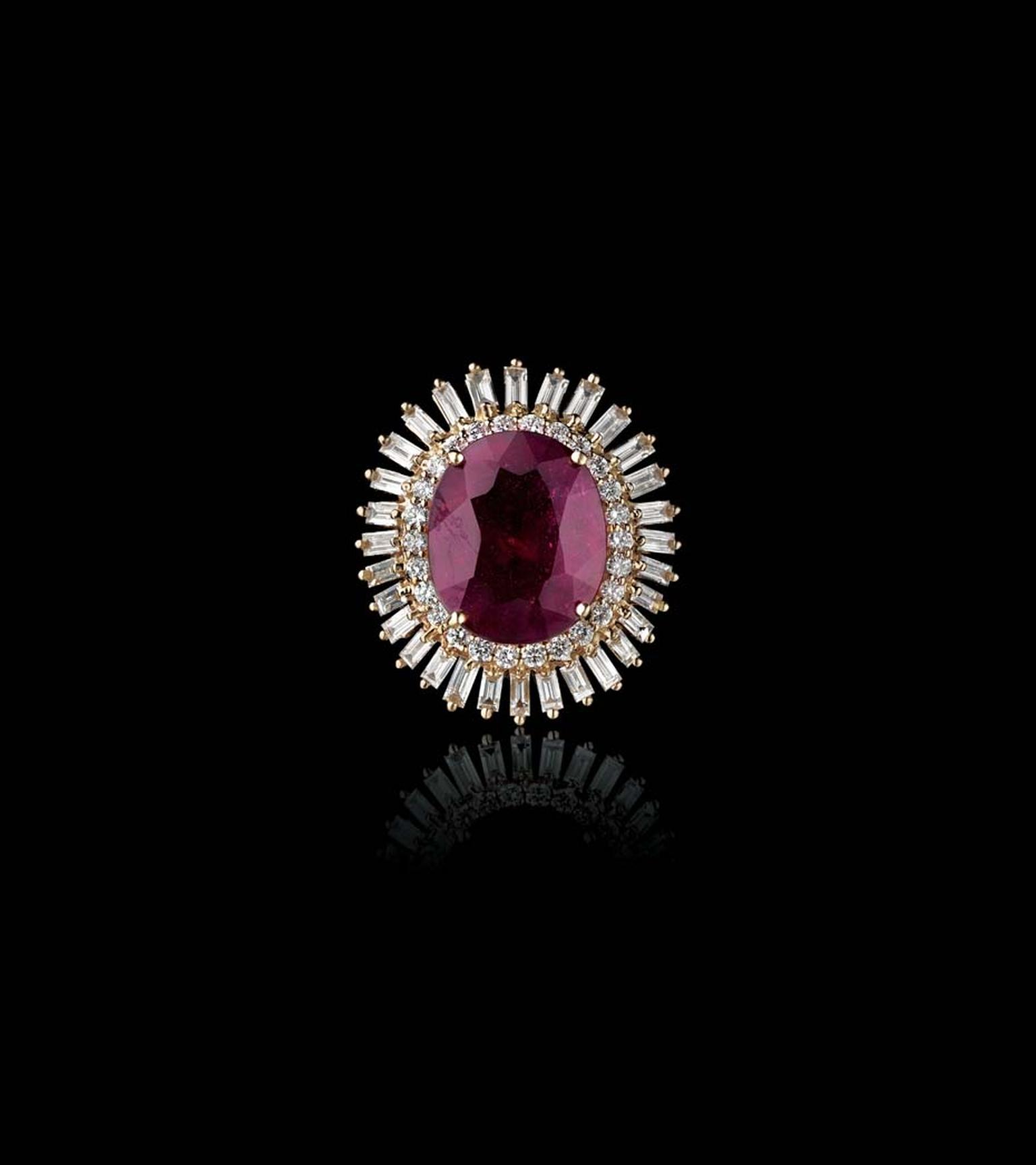 14 Karat Gold Ring with 2 Rubies, Flower Gold Ring, July Birthstone Ruby  Ring For Sale at 1stDibs | july 2 birthstone, july 2nd birthstone, july 2  birth stone