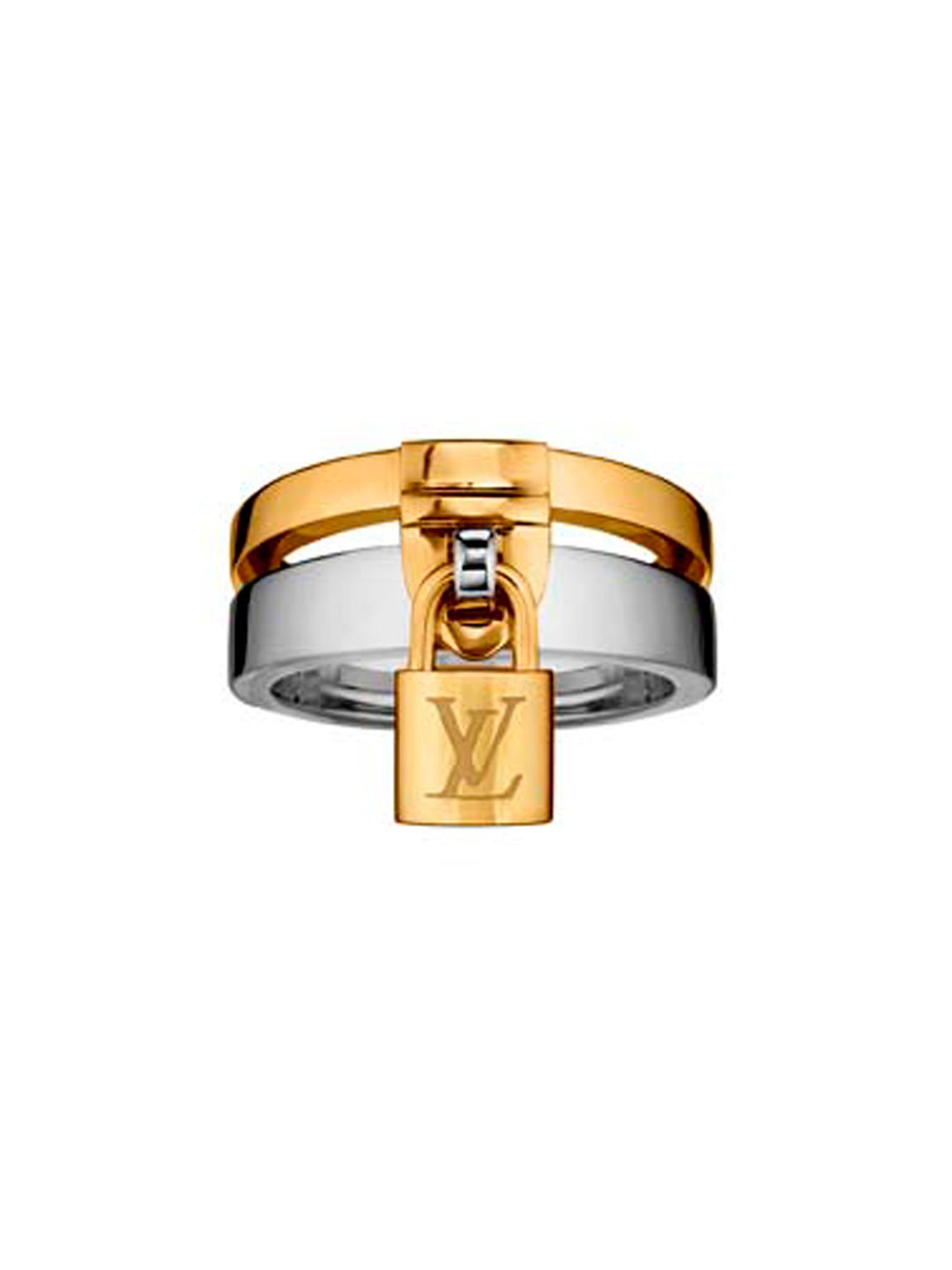 COPY - Authentic discontinued Louis Vuitton 18k white gold Lockit band ring