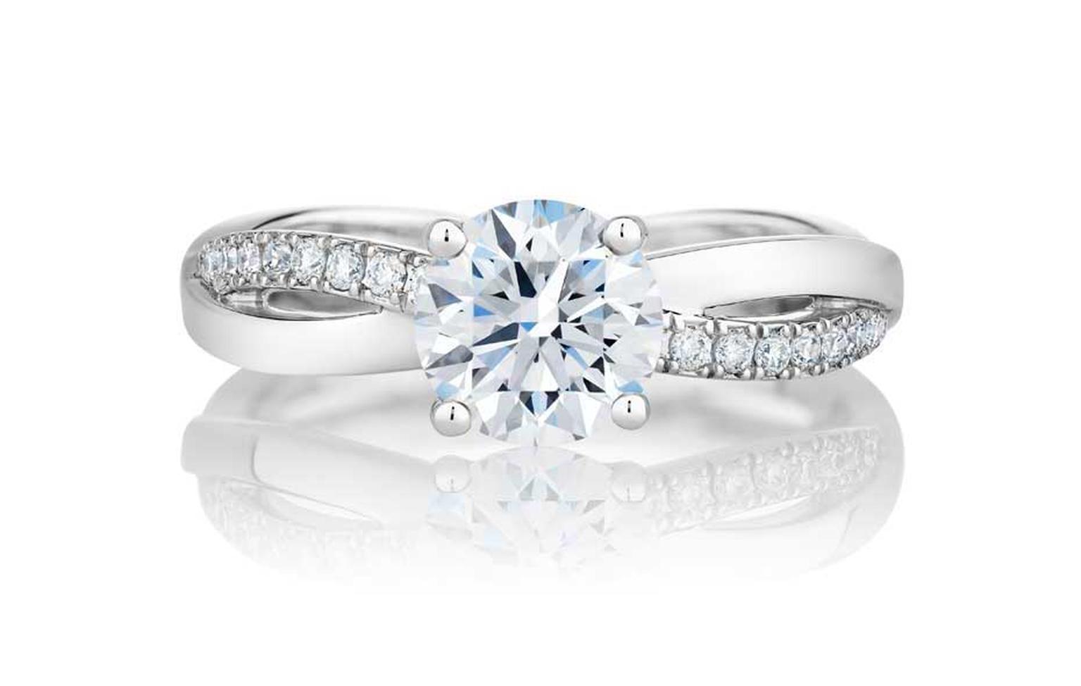 Twisted Infinity Engagement Ring Bridal Set 18k White Gold 0.27ct - NG802