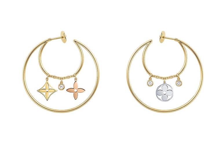 Louis Vuitton Emprise pink gold large hoop earrings