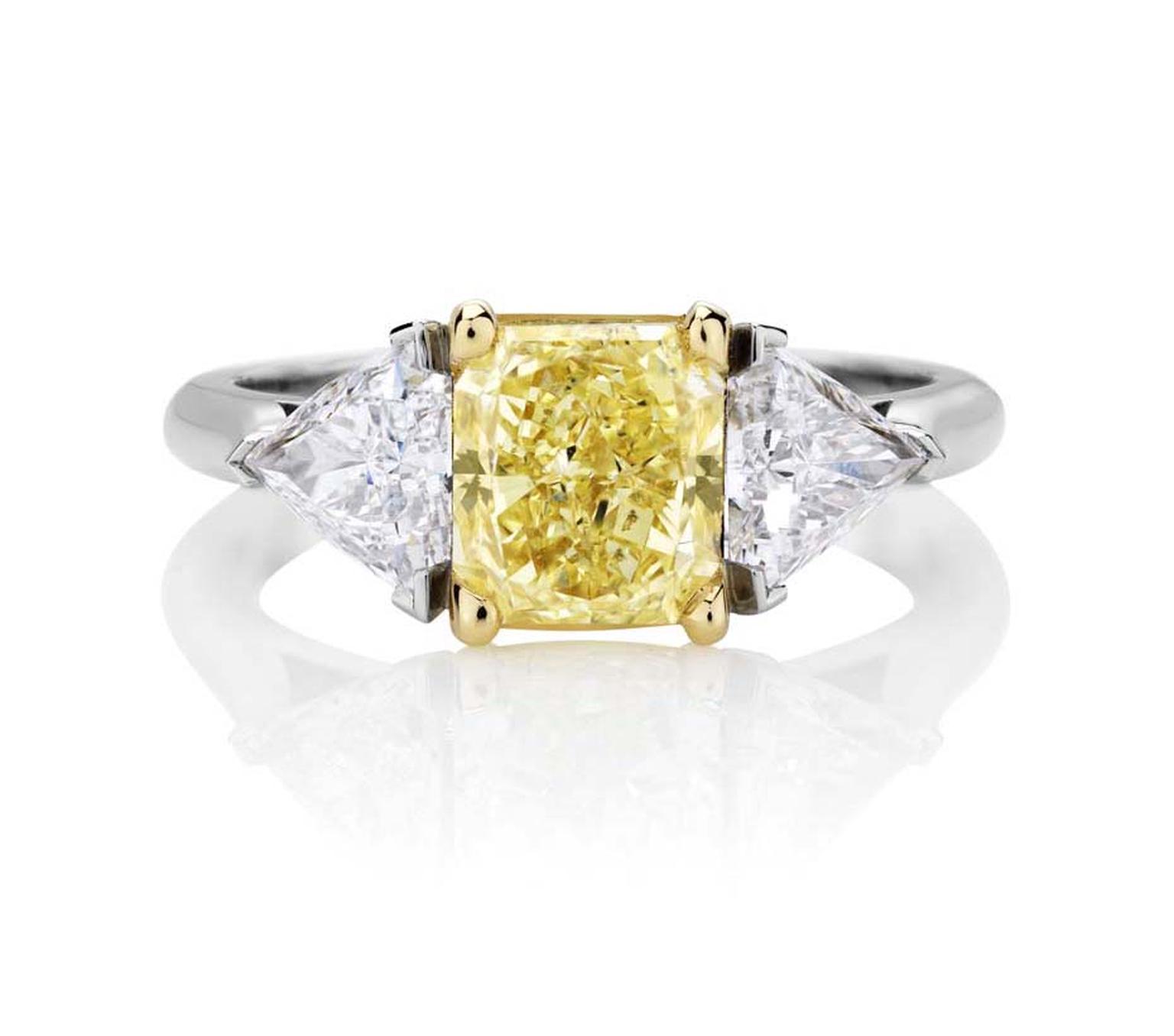 Pear Shaped Three Stone Engagement Ring With Princess Side Stones - Eva