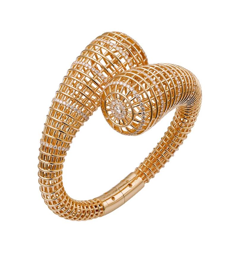 This exquisite latticed gold and diamond bracelet from the new collection of Paris Nouvelle Vague jewels from Cartier was inspired by the rippling waters and bridges that span the Seine.